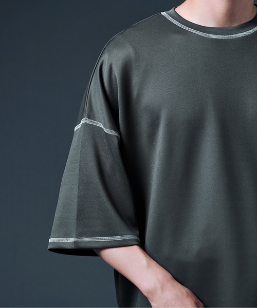 Ellno Loset（エルノロゼット）の「ステッチポンチTシャツ（Tシャツ/カットソー・メンズ・チャコールグレー/オフホワイト・MEDIUM/LARGE）」の9枚目の写真
