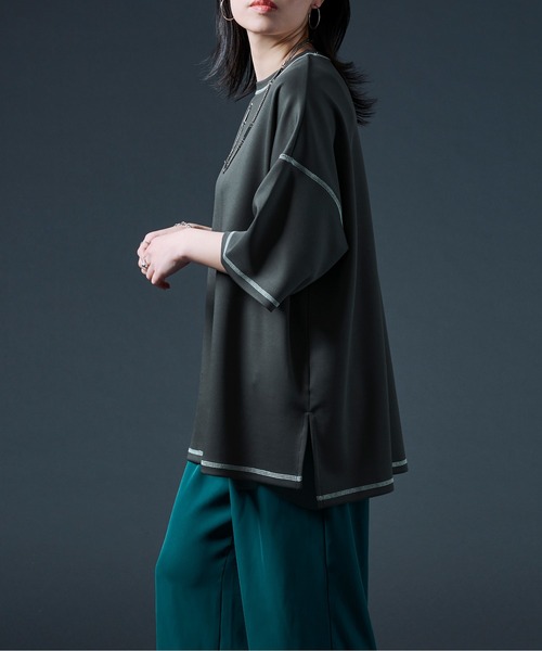 Ellno Loset（エルノロゼット）の「ステッチポンチTシャツ（Tシャツ/カットソー・メンズ・チャコールグレー/オフホワイト・MEDIUM/LARGE）」の11枚目の写真