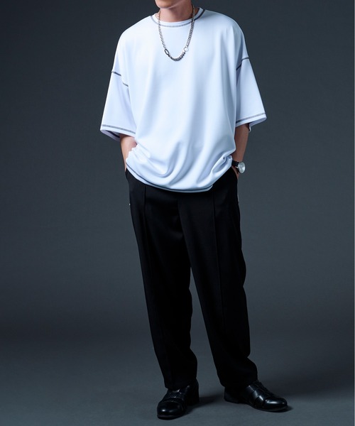 Ellno Loset（エルノロゼット）の「ステッチポンチTシャツ（Tシャツ/カットソー・メンズ・チャコールグレー/オフホワイト・MEDIUM/LARGE）」の3枚目の写真