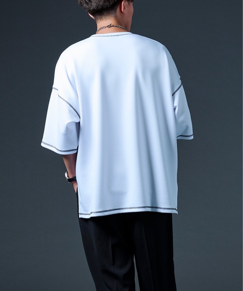 Ellno Loset（エルノロゼット）の「ステッチポンチTシャツ（Tシャツ/カットソー・メンズ・チャコールグレー/オフホワイト・MEDIUM/LARGE）」の5枚目の写真
