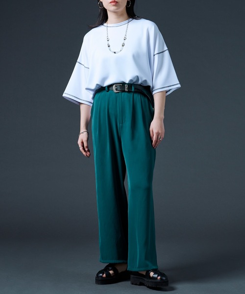 Ellno Loset（エルノロゼット）の「ステッチポンチTシャツ（Tシャツ/カットソー・メンズ・チャコールグレー/オフホワイト・MEDIUM/LARGE）」の8枚目の写真