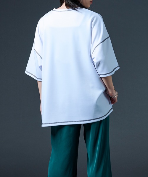 Ellno Loset（エルノロゼット）の「ステッチポンチTシャツ（Tシャツ/カットソー・メンズ・チャコールグレー/オフホワイト・MEDIUM/LARGE）」の7枚目の写真