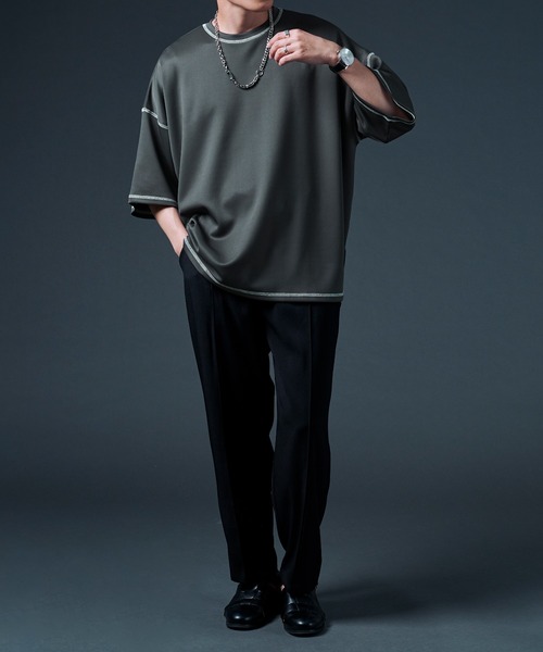 Ellno Loset（エルノロゼット）の「ステッチポンチTシャツ（Tシャツ/カットソー・メンズ・チャコールグレー/オフホワイト・MEDIUM/LARGE）」の16枚目の写真