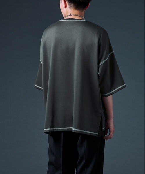 Ellno Loset（エルノロゼット）の「ステッチポンチTシャツ（Tシャツ/カットソー・メンズ・チャコールグレー/オフホワイト・MEDIUM/LARGE）」の18枚目の写真