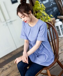 【洗える】体型カバーも叶う幅広カフスチュニックブラウス