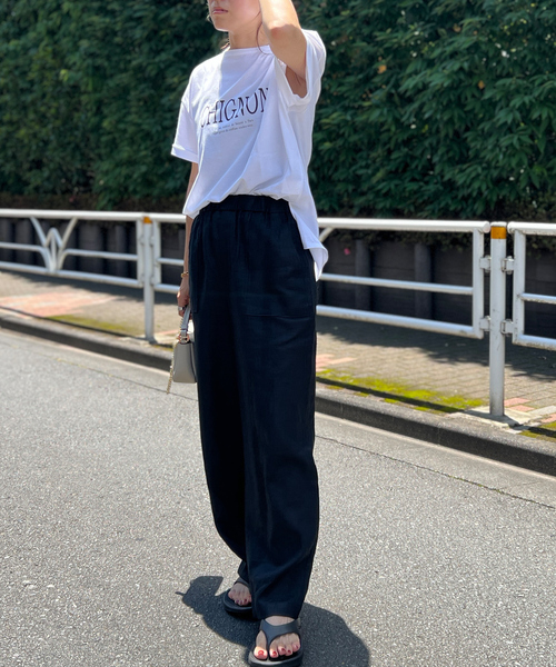 Rouge vif Anna（ルージュヴィフアンナ）の「CHGNON　ロゴターンバッグＴ（Tシャツ/カットソー・レディース・ダークブラウン/グリーン・フリー）」の3枚目の写真