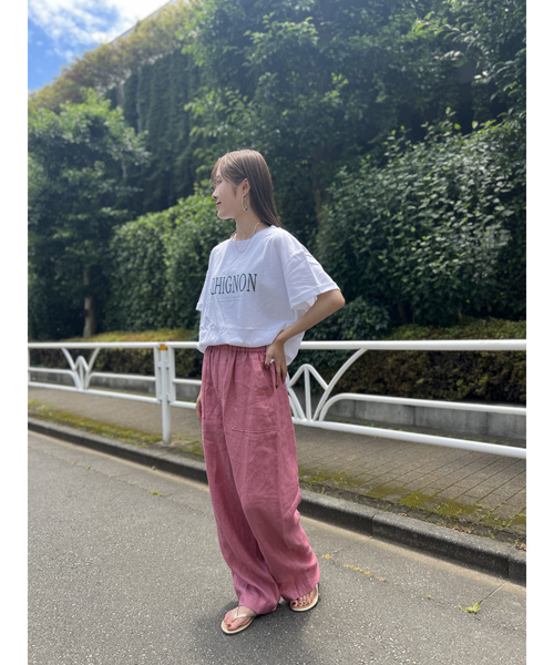 Rouge vif Anna（ルージュヴィフアンナ）の「CHGNON　ロゴターンバッグＴ（Tシャツ/カットソー・レディース・ダークブラウン/グリーン・フリー）」の4枚目の写真