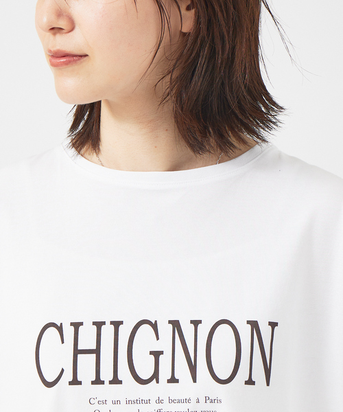 Rouge vif Anna（ルージュヴィフアンナ）の「CHGNON　ロゴターンバッグＴ（Tシャツ/カットソー・レディース・ダークブラウン/グリーン・フリー）」の10枚目の写真