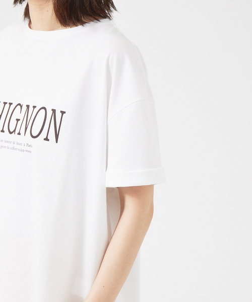 Rouge vif Anna（ルージュヴィフアンナ）の「CHGNON　ロゴターンバッグＴ（Tシャツ/カットソー・レディース・ダークブラウン/グリーン・フリー）」の12枚目の写真