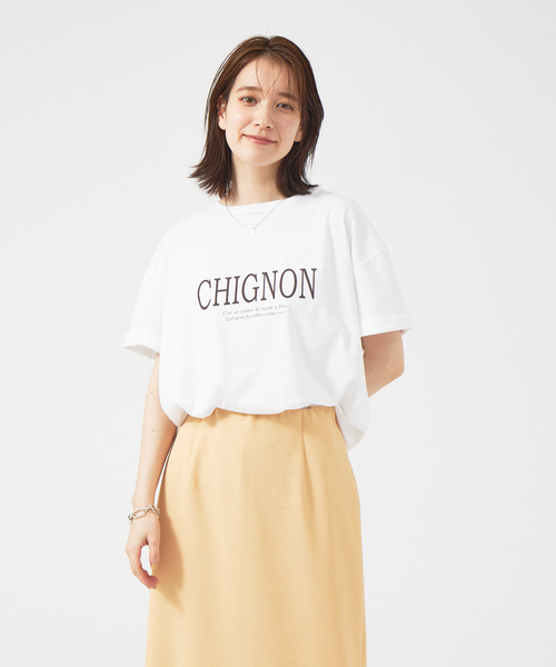 Rouge vif Anna（ルージュヴィフアンナ）の「CHGNON　ロゴターンバッグＴ（Tシャツ/カットソー・レディース・ダークブラウン/グリーン・フリー）」の19枚目の写真