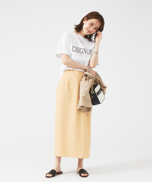 Rouge vif Anna（ルージュヴィフアンナ）の「CHGNON　ロゴターンバッグＴ（Tシャツ/カットソー・レディース・ダークブラウン/グリーン・フリー）」の21枚目の写真