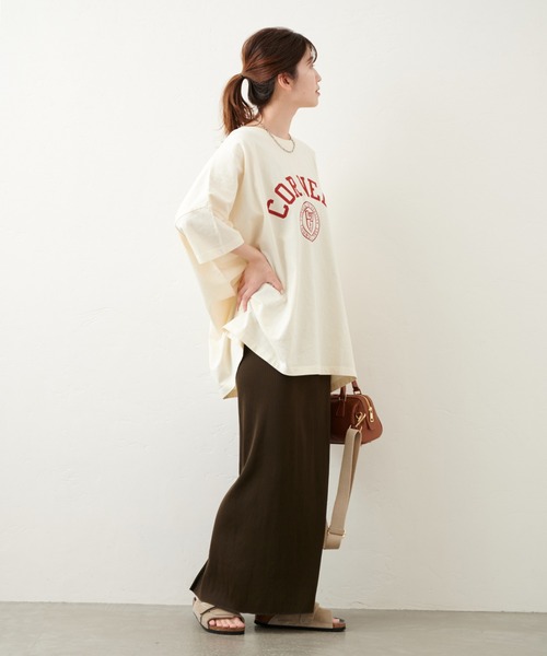 JOURNAL STANDARD カレッジロゴビッグロングTシャツ　ブラック カレッジロゴビッグロングTシャツ（Tシャツ/カットソー