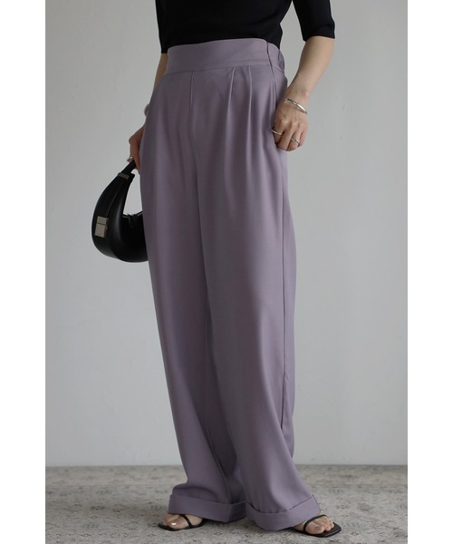 Bonjour Sagan（ボンジュールサガン）の「ツータックロールアップパンツ（スラックス・レディース・ベージュ/パープル/オレンジ・FREE）」の3枚目の写真