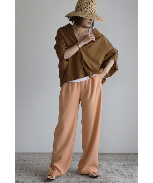 Bonjour Sagan（ボンジュールサガン）の「ツータックロールアップパンツ（スラックス・レディース・ベージュ/パープル/オレンジ・FREE）」の14枚目の写真