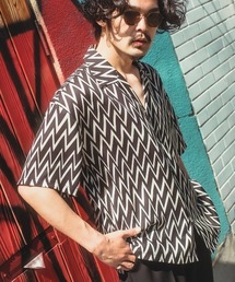 improves | 【improves】梨地 総柄 オープンカラー 半袖シャツ(シャツ/ブラウス)