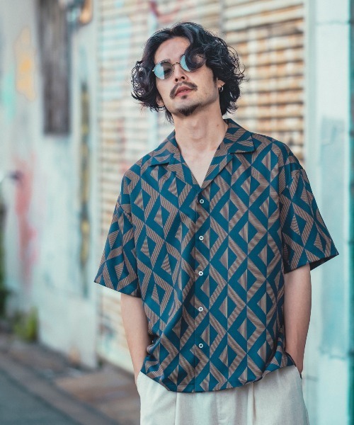 improves(インプローブス)の「【improves】梨地 総柄 オープンカラー 半袖シャツ(シャツ/ブラウス・メンズ・キャメル/ターコイズブルー/チャコール/ホワイト/オレンジ・X-LARGE/MEDIUM/LARGE)」の12枚目の写真