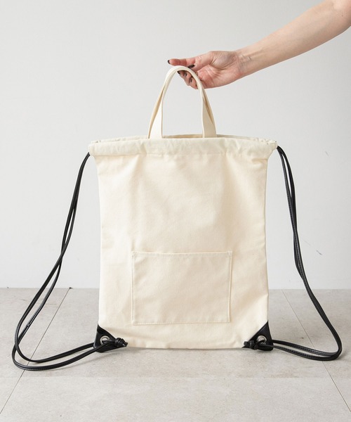 rectangle（レクタングル）の「2WAYキャンバスナップサック/トートバッグ（トートバッグ・レディース・アイボリー・FREE）」の7枚目の写真