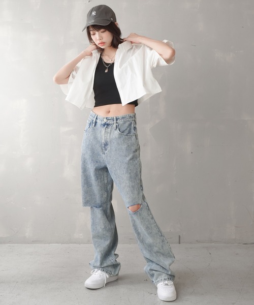 SPINNS（スピンズ）の「アソート ショート丈 半袖シャツ（シャツ/ブラウス・レディース・ホワイト/ピンク/オレンジ/ブルー/ミント/ブラック系その他/ブルー系その他/レッド系その他/チャコール・ONESIZE）」の10枚目の写真