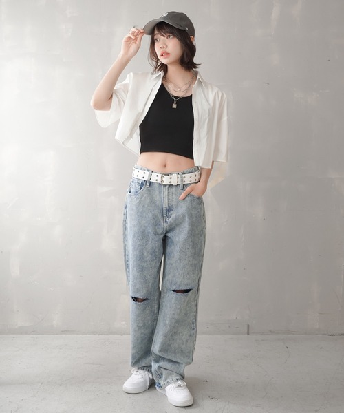 SPINNS（スピンズ）の「アソート ショート丈 半袖シャツ（シャツ/ブラウス・レディース・ホワイト/ピンク/オレンジ/ブルー/ミント/ブラック系その他/ブルー系その他/レッド系その他/チャコール・ONESIZE）」の18枚目の写真