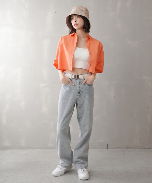 SPINNS（スピンズ）の「アソート ショート丈 半袖シャツ（シャツ/ブラウス・レディース・ホワイト/ピンク/オレンジ/ブルー/ミント/ブラック系その他/ブルー系その他/レッド系その他/チャコール・ONESIZE）」の16枚目の写真