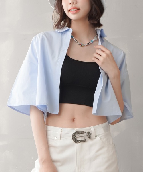 SPINNS（スピンズ）の「アソート ショート丈 半袖シャツ（シャツ/ブラウス・レディース・ホワイト/ピンク/オレンジ/ブルー/ミント/ブラック系その他/ブルー系その他/レッド系その他/チャコール・ONESIZE）」の11枚目の写真