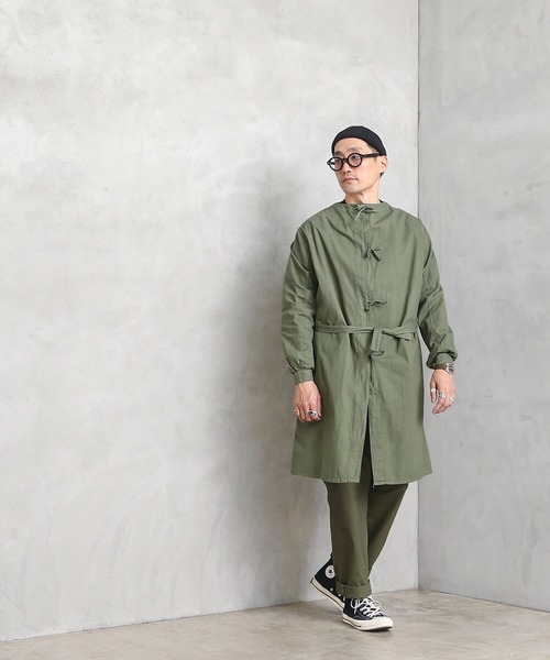 Kastane ミリタリーシャツガウンコート 実物 新品 デッドストック ロシア軍 コットン ガウン コート OD染め