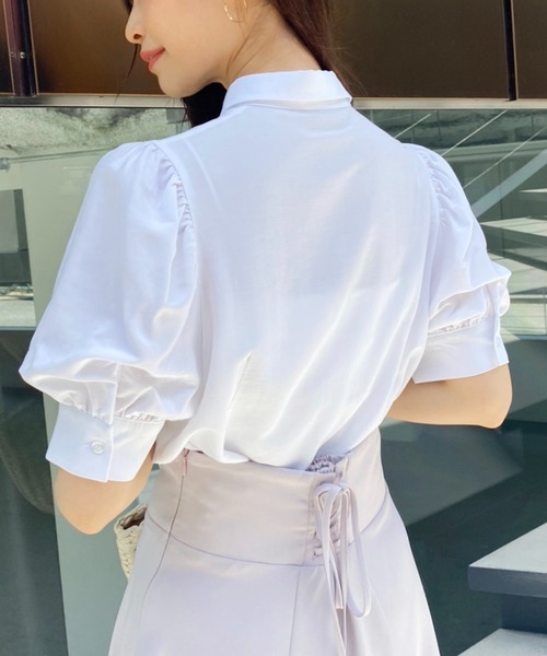 one after another NICE CLAUP（ワンアフターアナザーナイスクラップ）の「ロゴ刺繍袖ボリュームブラウス（シャツ/ブラウス・レディース・オフホワイト/ブラック/ベージュ・FREE）」の21枚目の写真