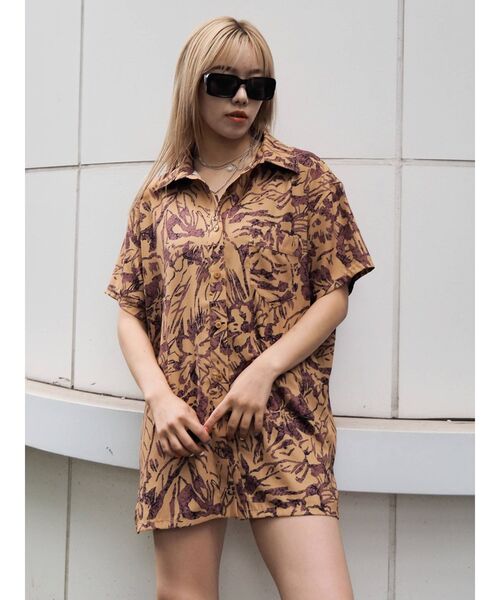 EVRIS（エヴリス）の「original flower ハーフスリーブシャツ【セットアップ着用可能】（シャツ/ブラウス・レディース・ブラック/イエロー/グリーン・FREE）」の12枚目の写真