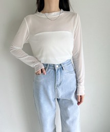 【ベアトップSET】クルーネックメッシュシアートップス