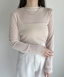 【ベアトップSET】クルーネックメッシュシアートップス
