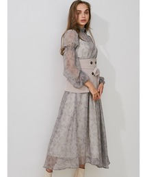 MERCURYDUO | コルセット付きシャーリングシフォンワンピース(ワンピース)