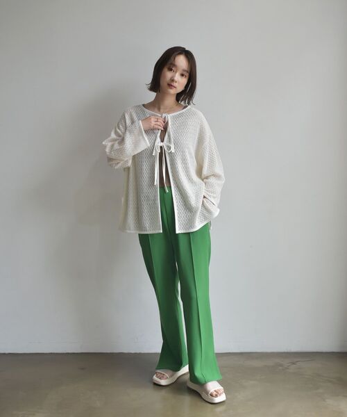 RETRO GIRL（レトロガール）の「スカシリボン２WAYカーデ（Tシャツ/カットソー・レディース・ブラウン/ブラック/グリーン/ホワイト・FREE）」の6枚目の写真