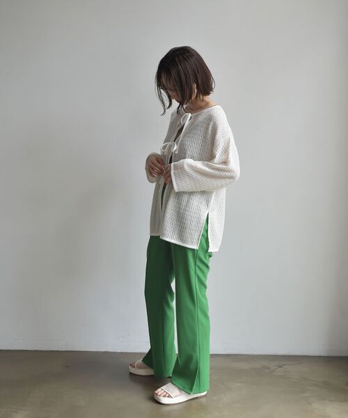 RETRO GIRL（レトロガール）の「スカシリボン２WAYカーデ（Tシャツ/カットソー・レディース・ブラウン/ブラック/グリーン/ホワイト・FREE）」の7枚目の写真