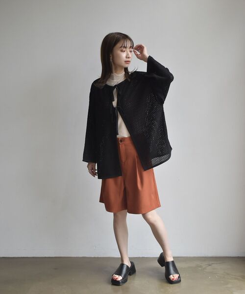 RETRO GIRL（レトロガール）の「スカシリボン２WAYカーデ（Tシャツ/カットソー・レディース・ブラウン/ブラック/グリーン/ホワイト・FREE）」の12枚目の写真