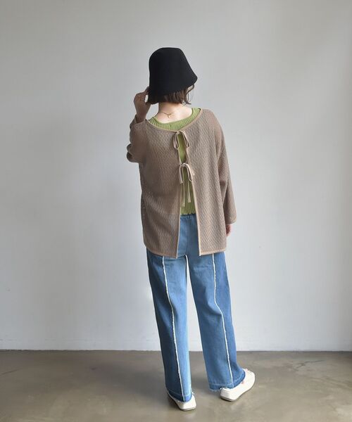 RETRO GIRL（レトロガール）の「スカシリボン２WAYカーデ（Tシャツ/カットソー・レディース・ブラウン/ブラック/グリーン/ホワイト・FREE）」の21枚目の写真