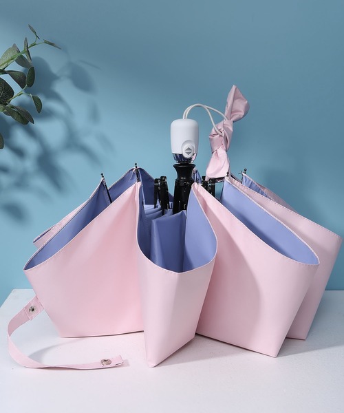 LA VORAGINE(ラ ヴォラジネ)の「晴雨兼用 UVカット 折り畳み ワンタッチ 自動開閉 傘(折りたたみ傘・レディース・A/ピンク/B/アイボリー/イエロー/ブルー/パープル/サックスブルー・FREE)」の6枚目の写真