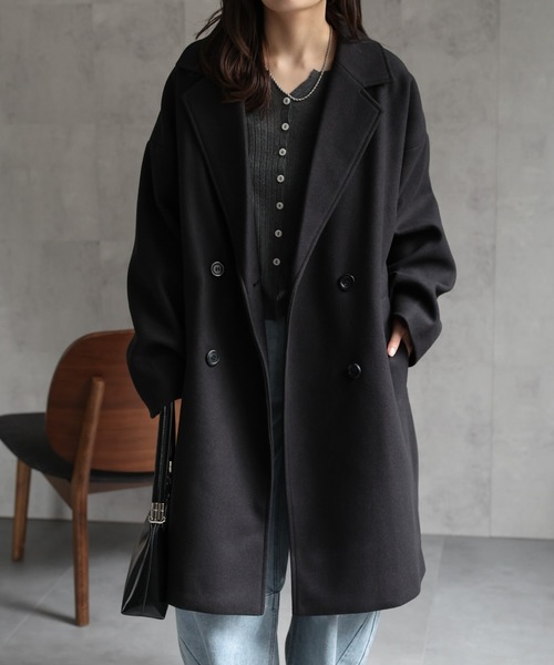 【OHOTORO】 ロング コート チェスター コート ブラック OHOTORO - ohotoroチェスターコート ロングコートの通販 by
