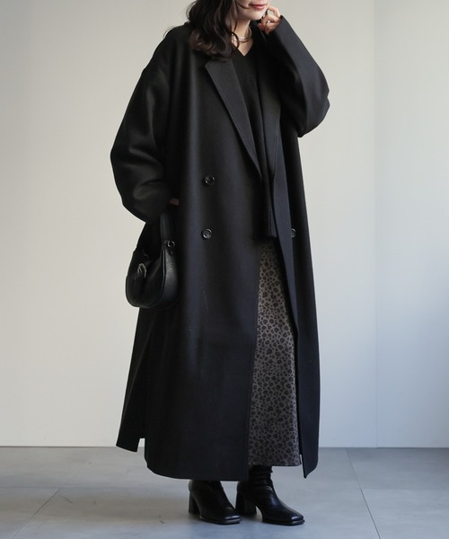 新品タグ付✨アドーア　フリンジジョーゼットコート　ロング　チェスターコート　黒 セール】【選べる】 チェスターコート / ミドル丈コート・ロングコート