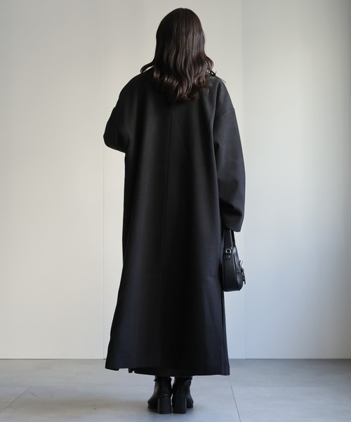 新品タグ付✨アドーア　フリンジジョーゼットコート　ロング　チェスターコート　黒 漢如初---北笙シリーズ】☆チャイナ風コート☆ チェーン付き ロング