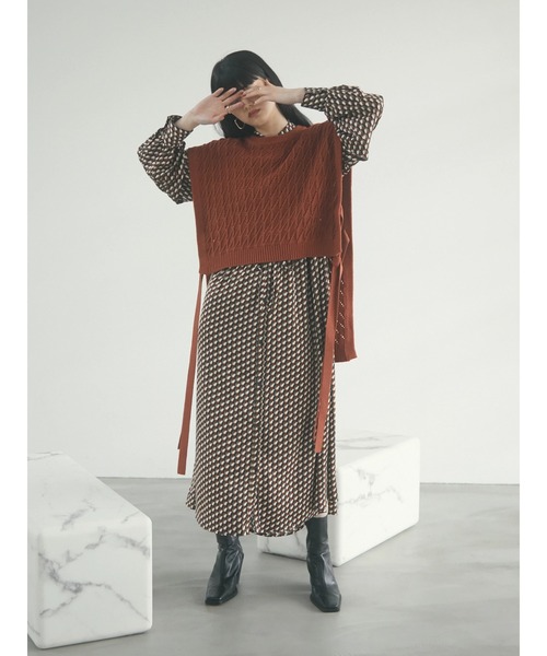 armonia（アルモニーア）の「armonia.レトロ柄リラックスワンピース（ワンピース・レディース・バーガンディー/ブラック/ネイビー・FREE）」の15枚目の写真