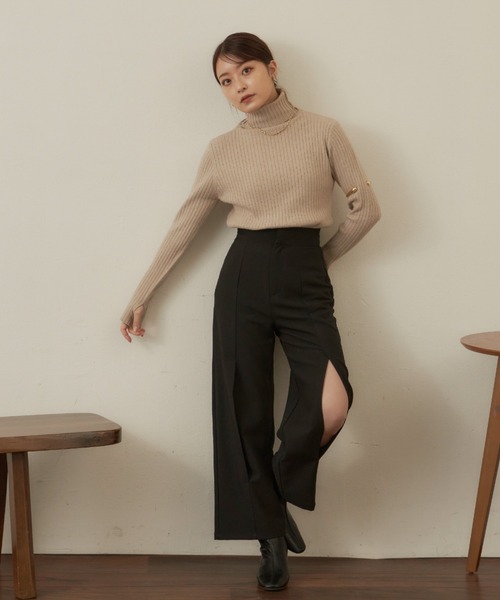 VANNIE U（ヴァニーユー）の「バーティカルスリットパンツ（その他パンツ・レディース・ブラック/ベージュ/アイボリー・FREE/S）」の9枚目の写真