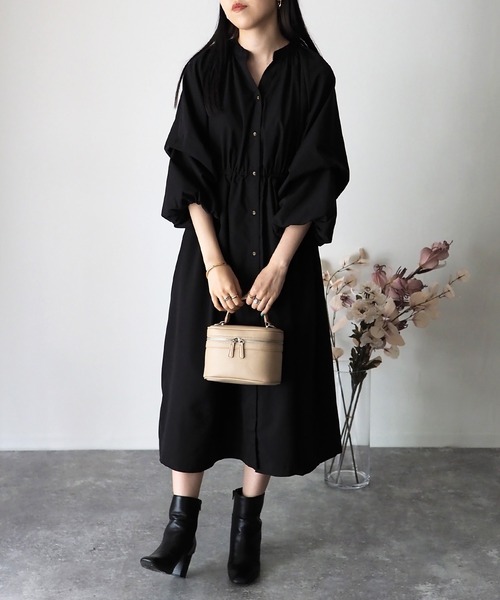 Riberry（リベリー）の「タックボリューム袖ワンピース（ワンピース・レディース・アイボリー/ブラック/グリーン・FREE）」の8枚目の写真