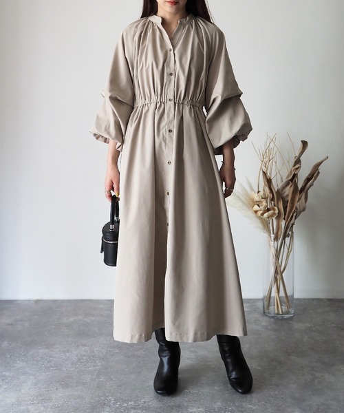 Riberry（リベリー）の「タックボリューム袖ワンピース（ワンピース・レディース・アイボリー/ブラック/グリーン・FREE）」の22枚目の写真