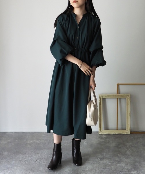 Riberry（リベリー）の「タックボリューム袖ワンピース（ワンピース・レディース・アイボリー/ブラック/グリーン・FREE）」の18枚目の写真