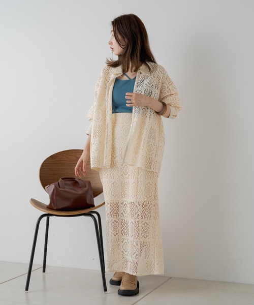 Kastane（カスタネ）の「【SETUP対応】SETUPレースジャガードシャツ（シャツ/ブラウス・レディース・ブラック/アイボリー・FREE）」の5枚目の写真