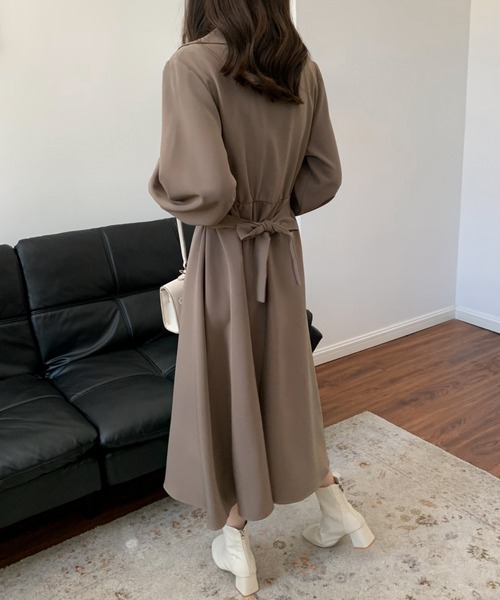 ECLIN(エクラン)の「バックリボンAラインカシュクールワンピース(ワンピース・レディース・ブラック/ベージュ/モカ・FREE)」の16枚目の写真