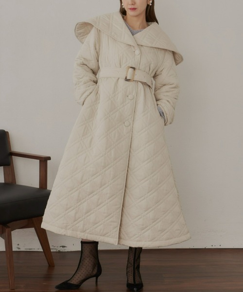 VIOLETTA（ヴィオレッタ）の「キルティングロングコート（その他アウター・レディース・アイボリー/ブラック・S/M）」の3枚目の写真