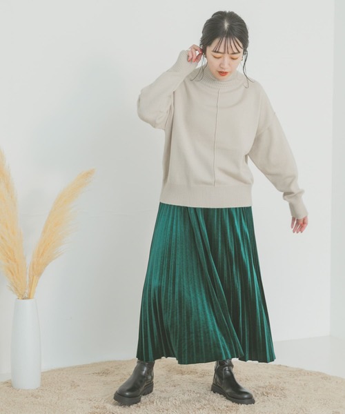 ITEMS URBANRESEARCH（アイテムズ アーバンリサーチ）の「ベロアプリーツスカート（スカート・レディース・ブラック/グリーン/ライトベージュ・FREE）」の12枚目の写真
