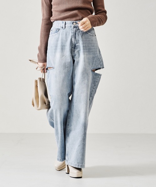 acro（アクロ）の「サイドスリットデニム/AC2705（デニムパンツ・レディース・ライトブルー/ブルー/グレー・S/M）」の3枚目の写真