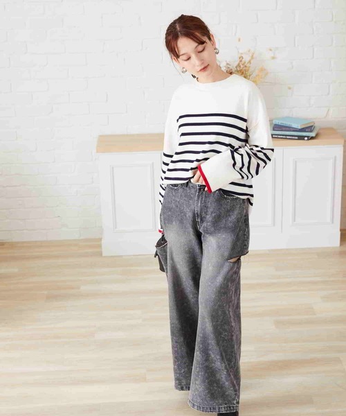 acro（アクロ）の「サイドスリットデニム/AC2705（デニムパンツ・レディース・ライトブルー/ブルー/グレー・S/M）」の5枚目の写真